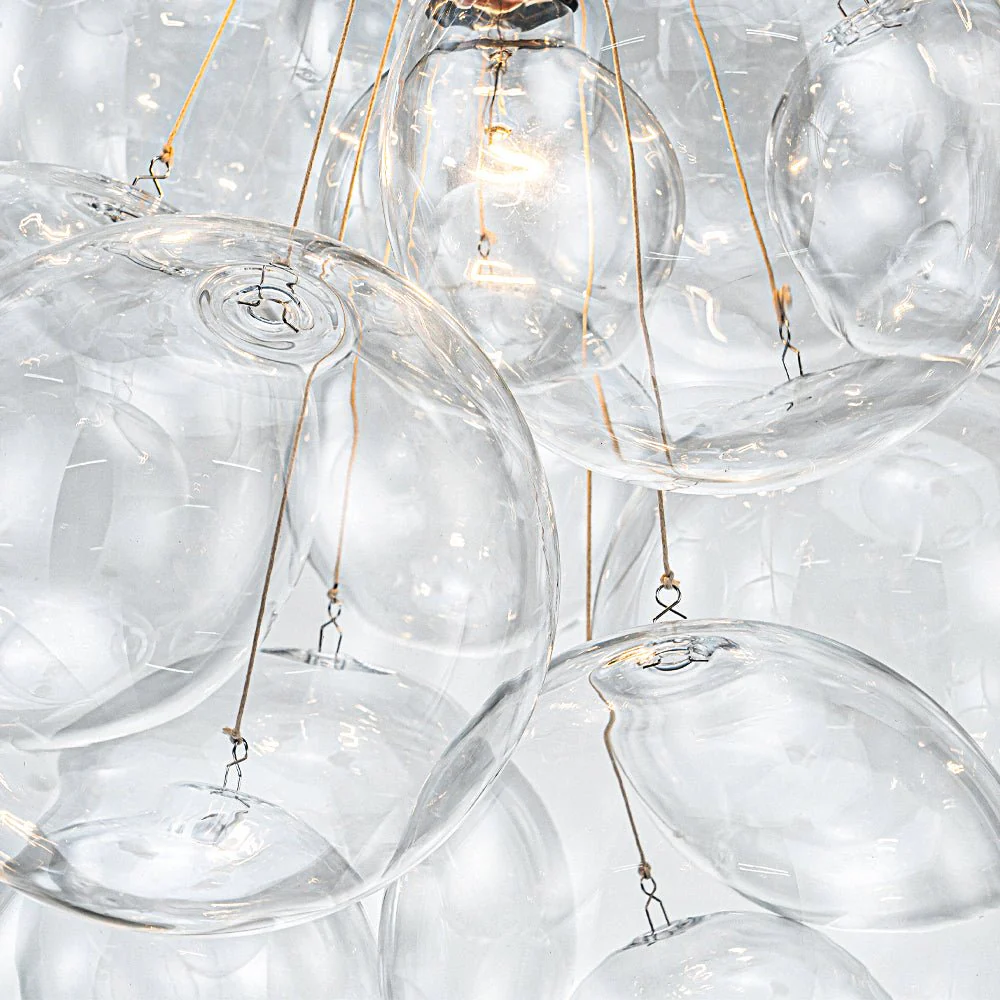 3-Light Cascade Cluster Clear Glass Bubble Chandelier - Image 12