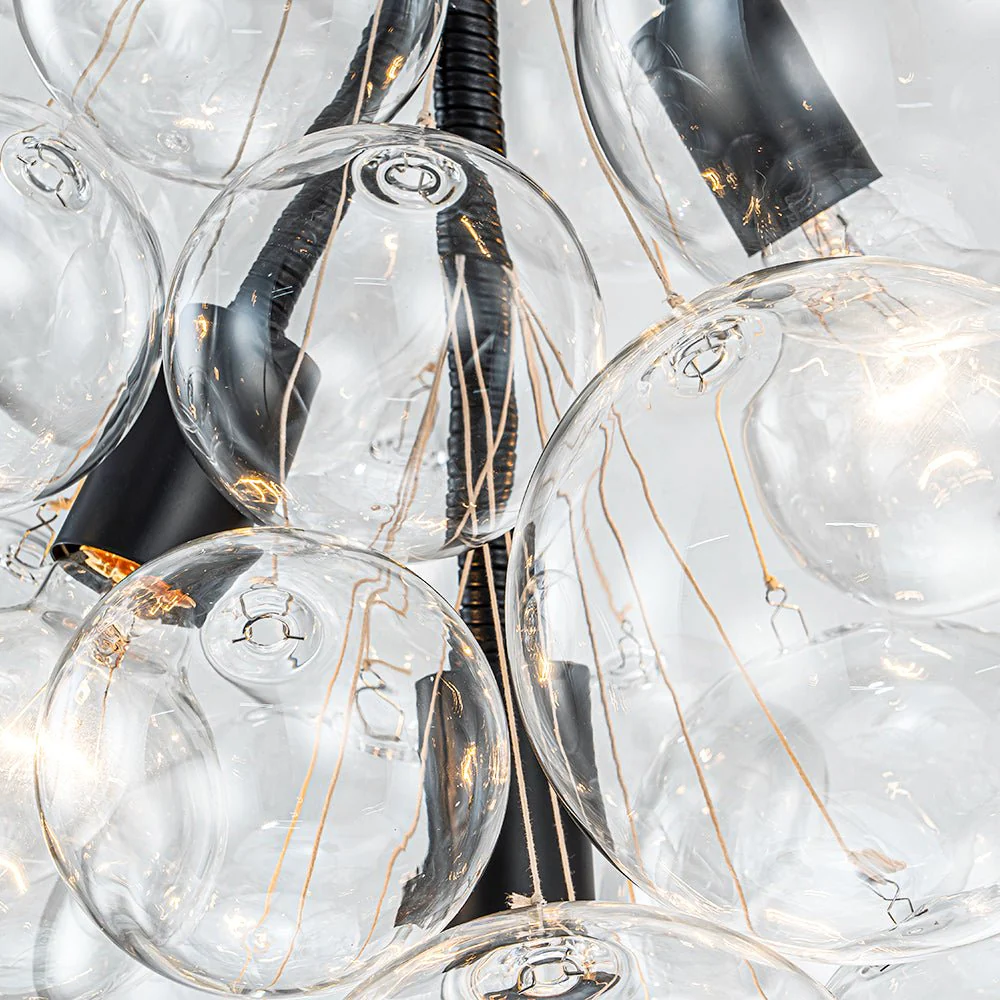 3-Light Cascade Cluster Clear Glass Bubble Chandelier - Image 13