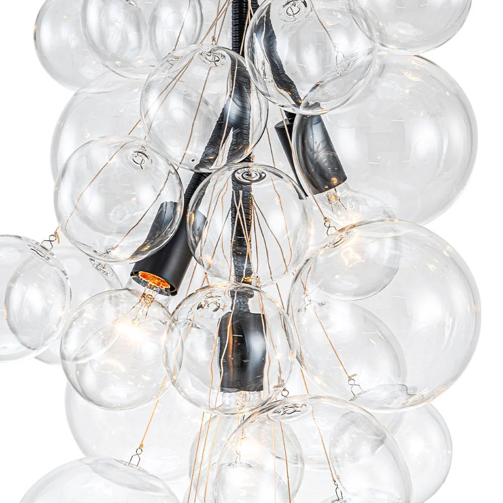 3-Light Cascade Cluster Clear Glass Bubble Chandelier - Image 14