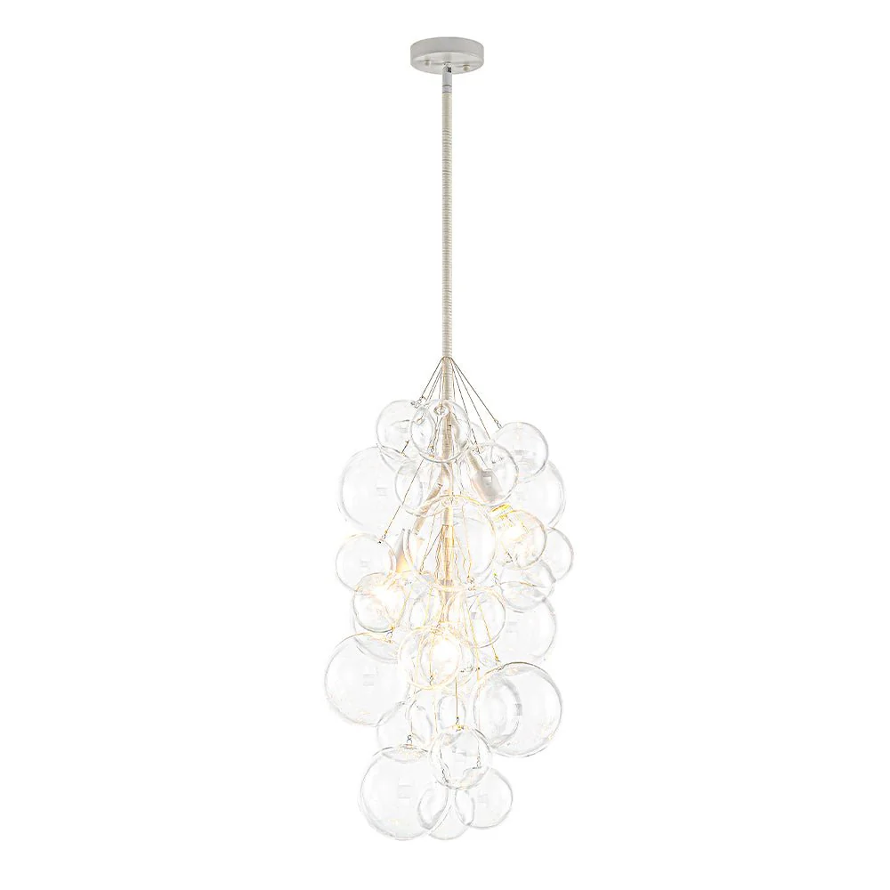 3-Light Cascade Cluster Clear Glass Bubble Chandelier - Image 17