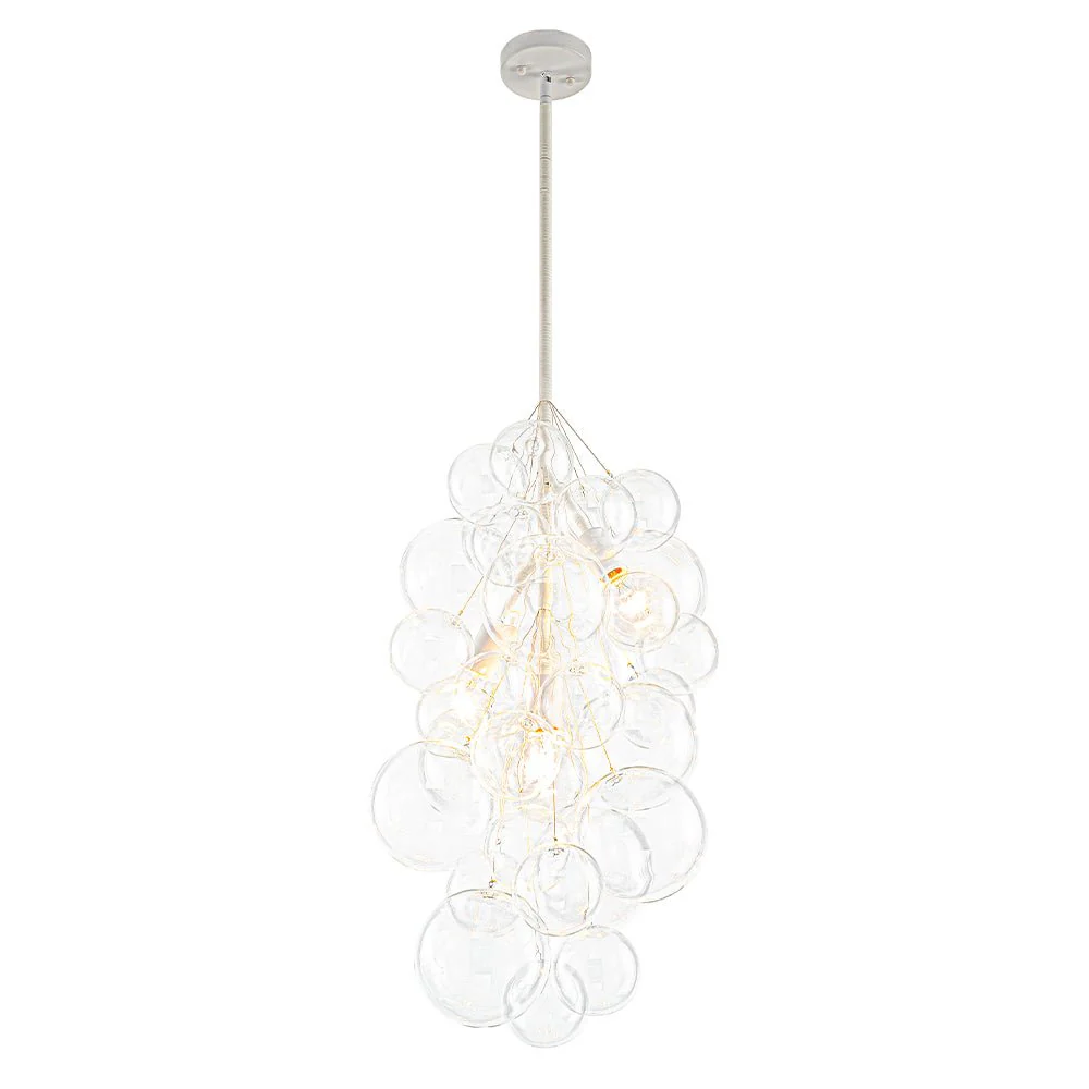 3-Light Cascade Cluster Clear Glass Bubble Chandelier - Image 19