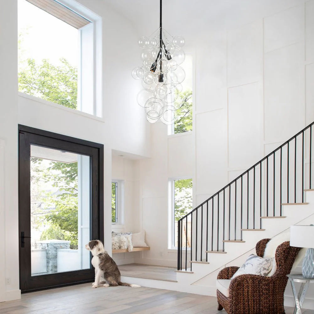 3-Light Cascade Cluster Clear Glass Bubble Chandelier - Image 2