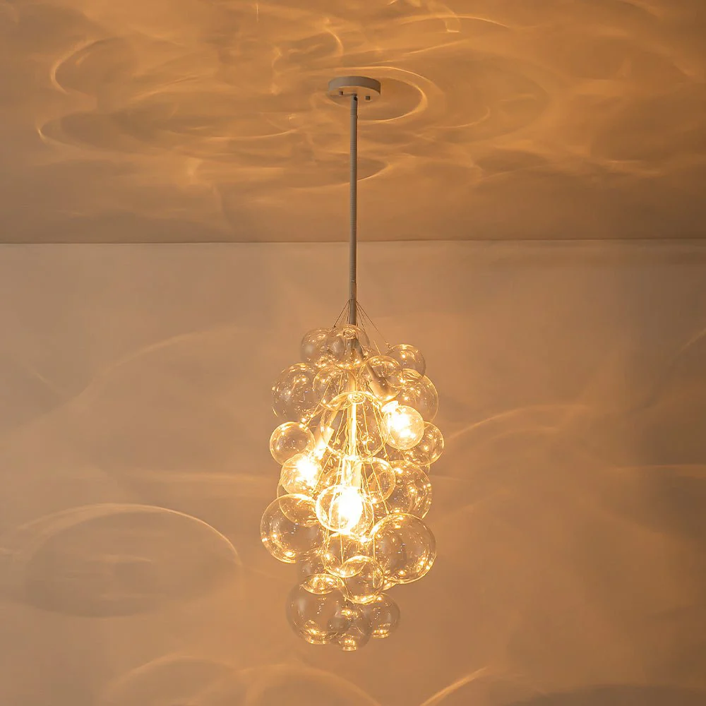 3-Light Cascade Cluster Clear Glass Bubble Chandelier - Image 21