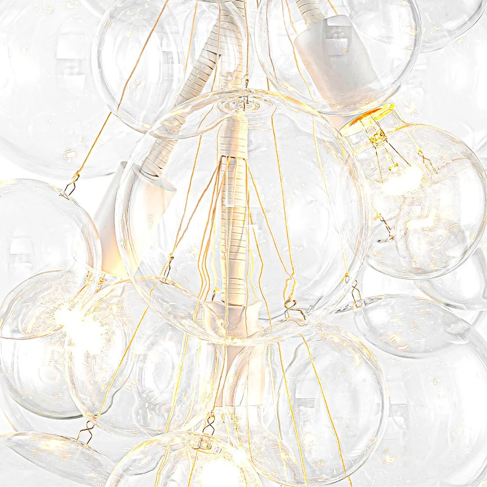 3-Light Cascade Cluster Clear Glass Bubble Chandelier - Image 22