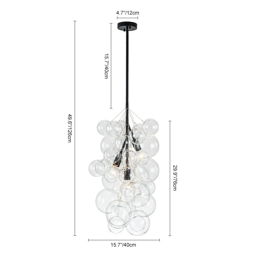 3-Light Cascade Cluster Clear Glass Bubble Chandelier - Image 5