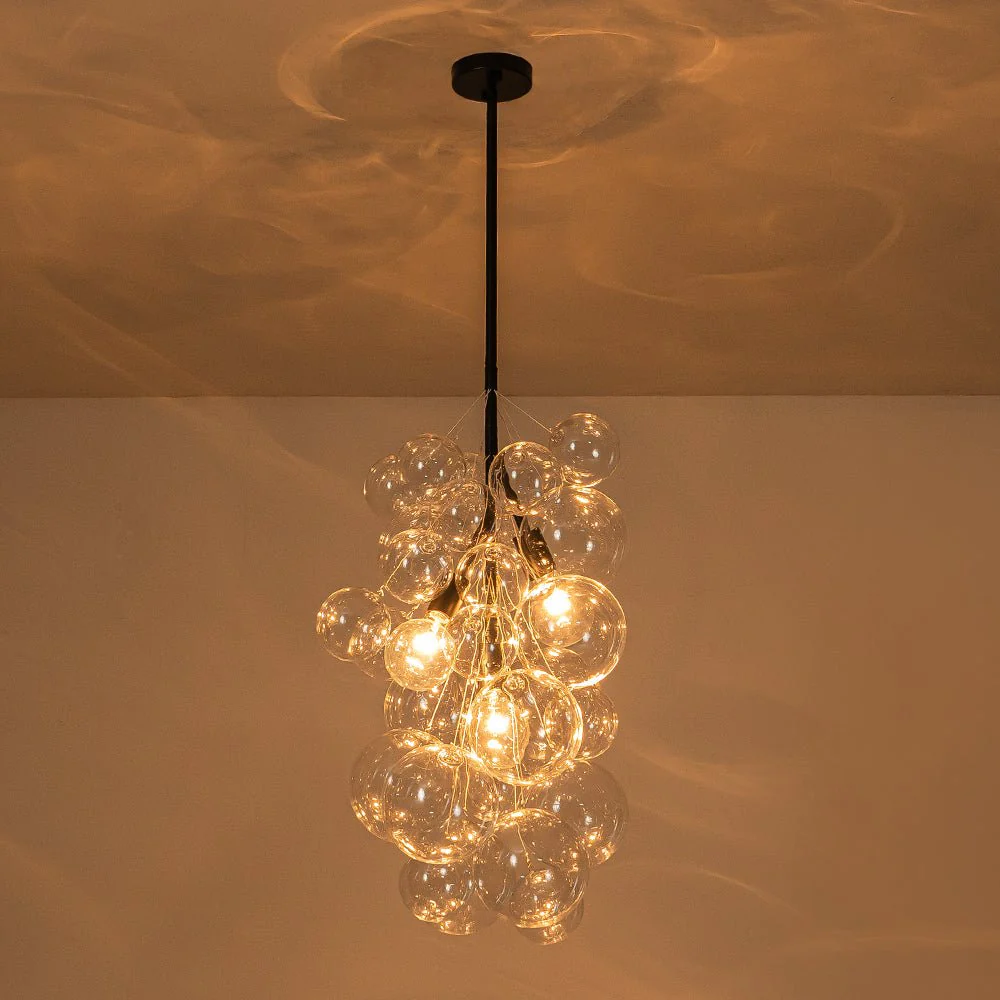 3-Light Cascade Cluster Clear Glass Bubble Chandelier - Image 6