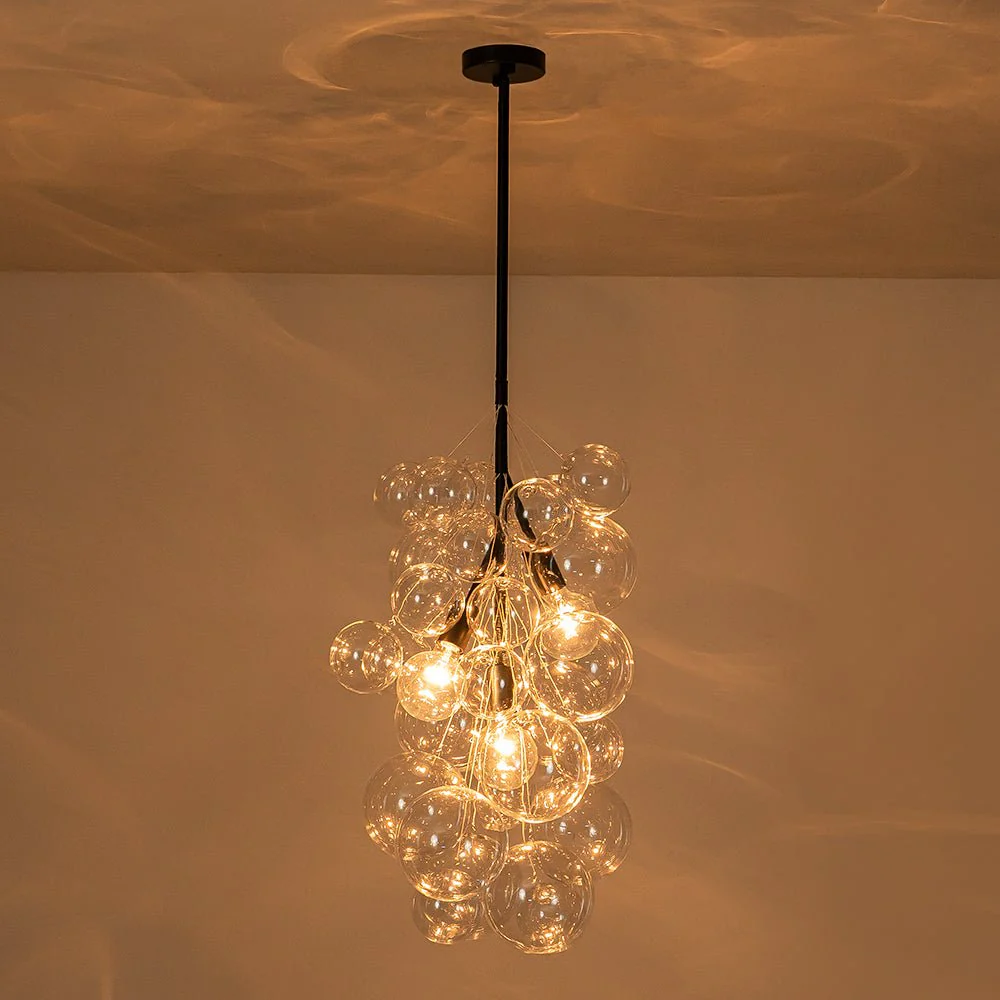 3-Light Cascade Cluster Clear Glass Bubble Chandelier - Image 7