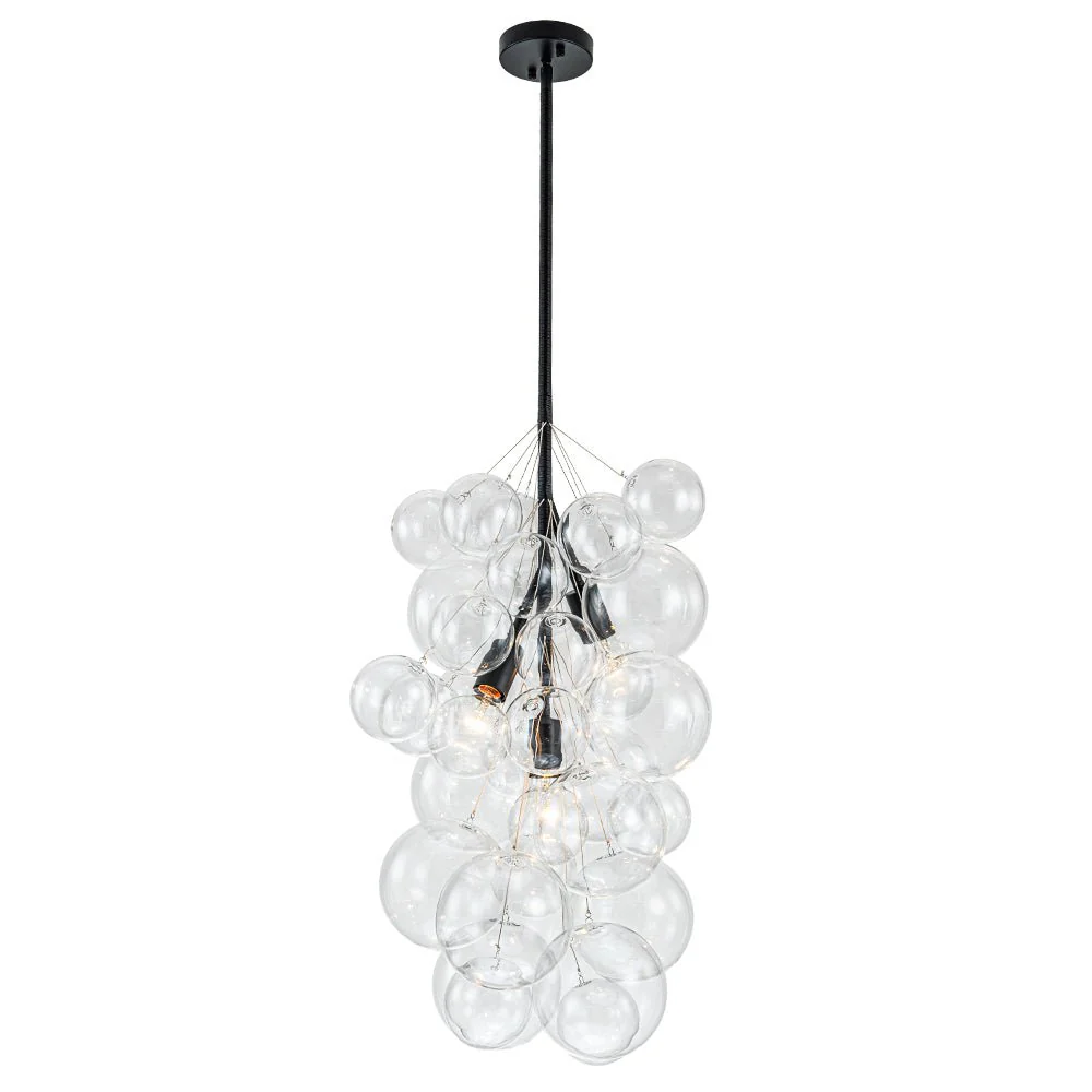 3-Light Cascade Cluster Clear Glass Bubble Chandelier - Image 8