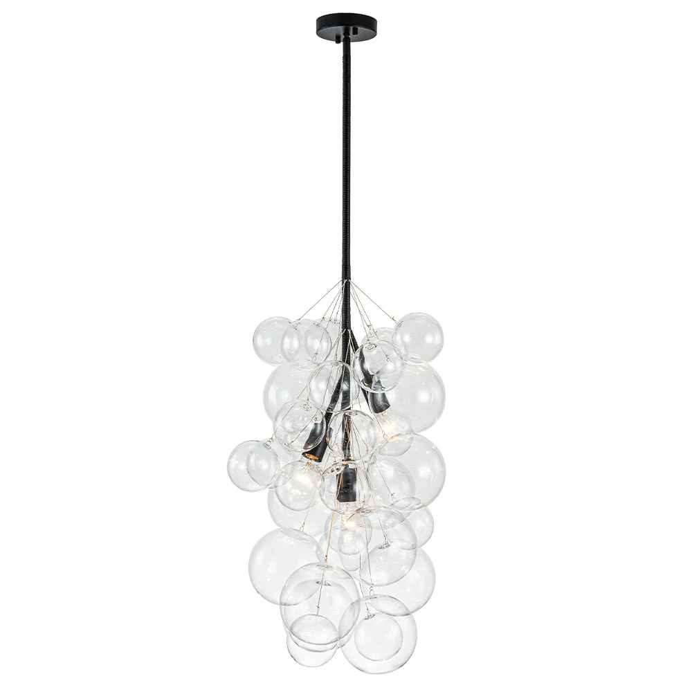 3-Light Cascade Cluster Clear Glass Bubble Chandelier - Image 9