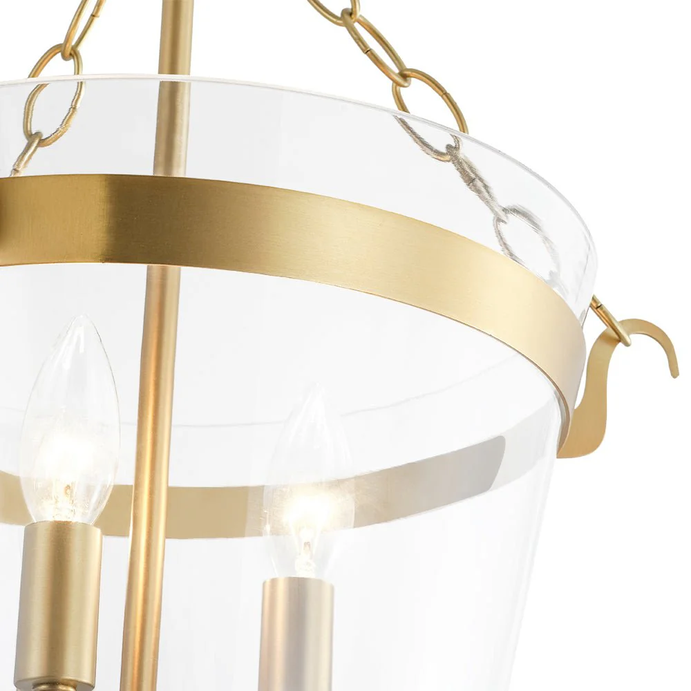 3-Light Clear Glass Bell Jar Lantern Pendant / Semi Flush - Image 13