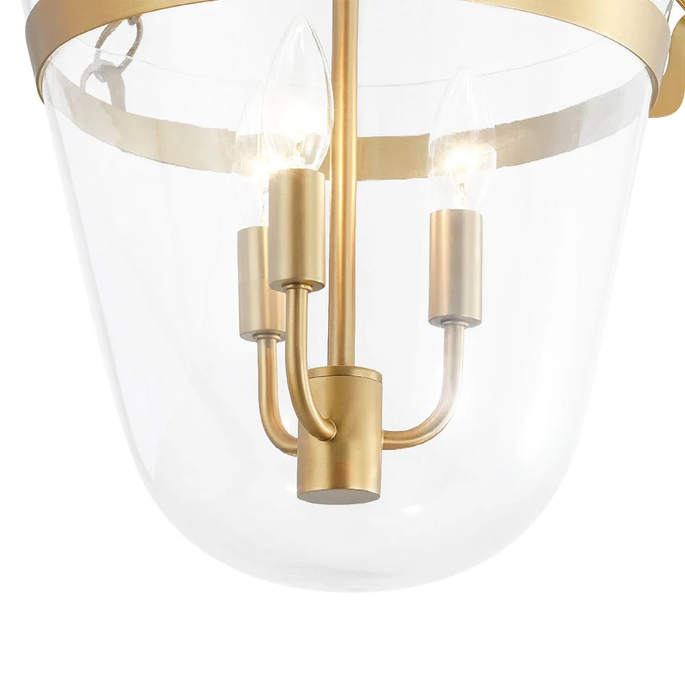 3-Light Clear Glass Bell Jar Lantern Pendant / Semi Flush - Image 14