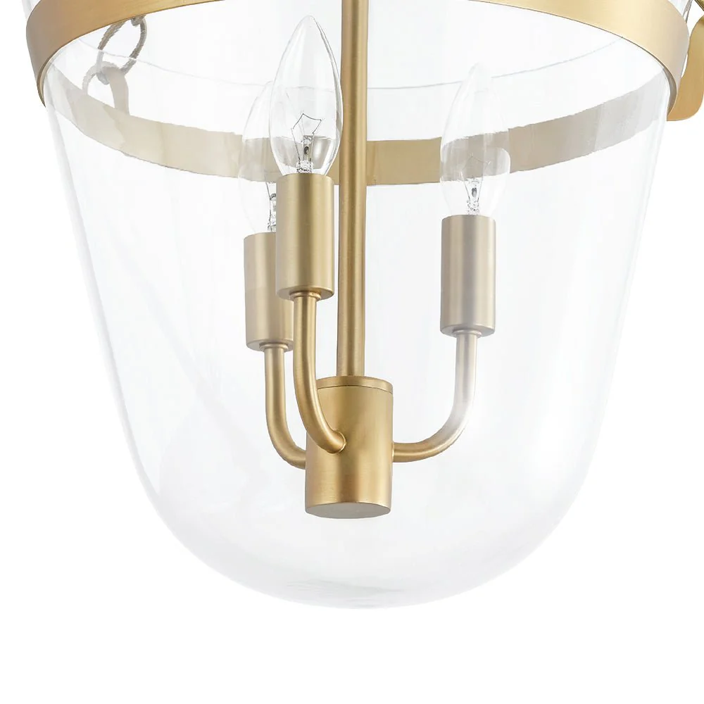 3-Light Clear Glass Bell Jar Lantern Pendant / Semi Flush - Image 15