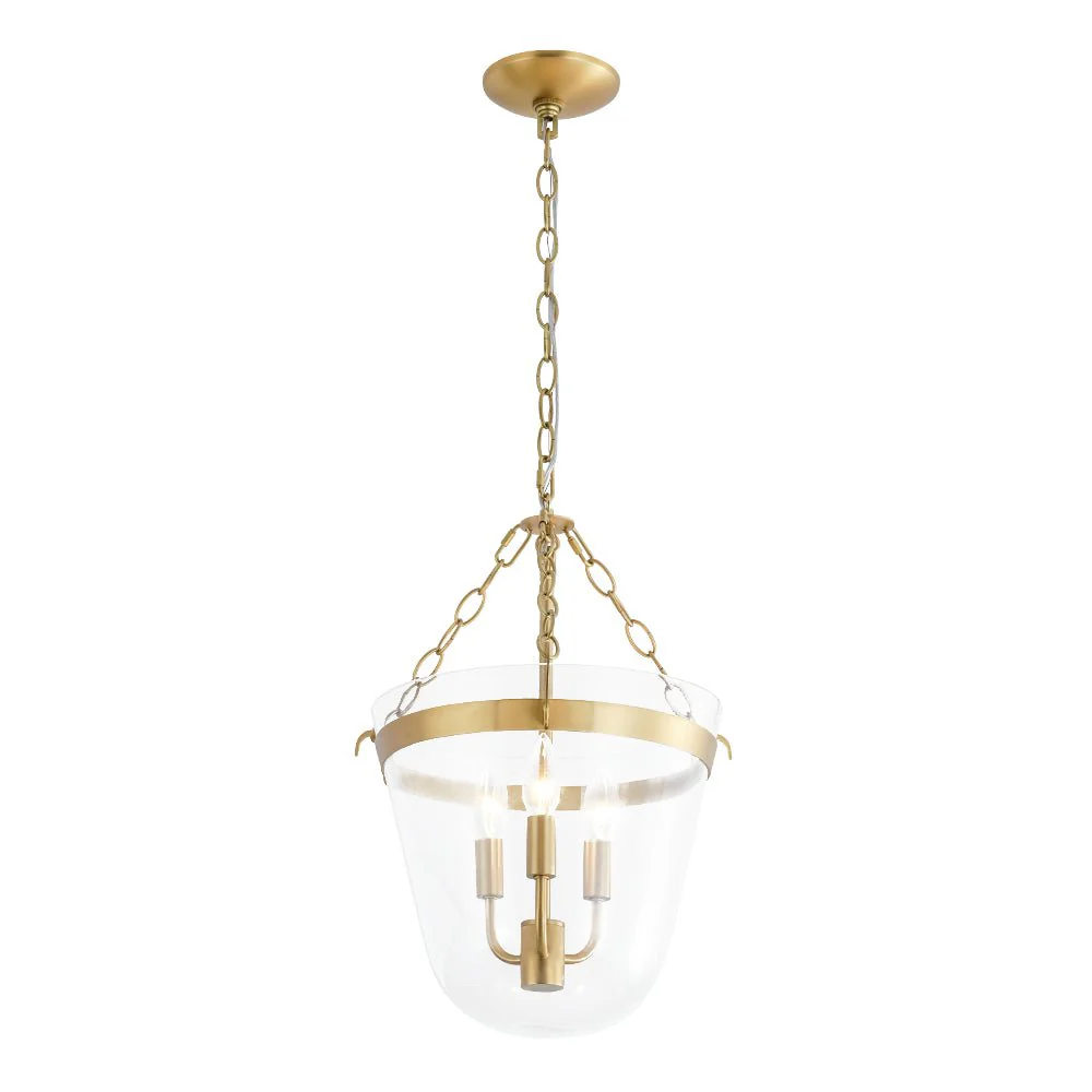 3-Light Clear Glass Bell Jar Lantern Pendant / Semi Flush - Image 9