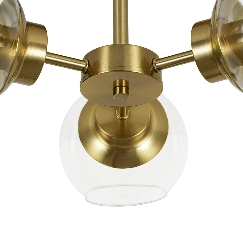 3-Light Clear Glass Globe Sputnik Semi Flush Mount - Image 11