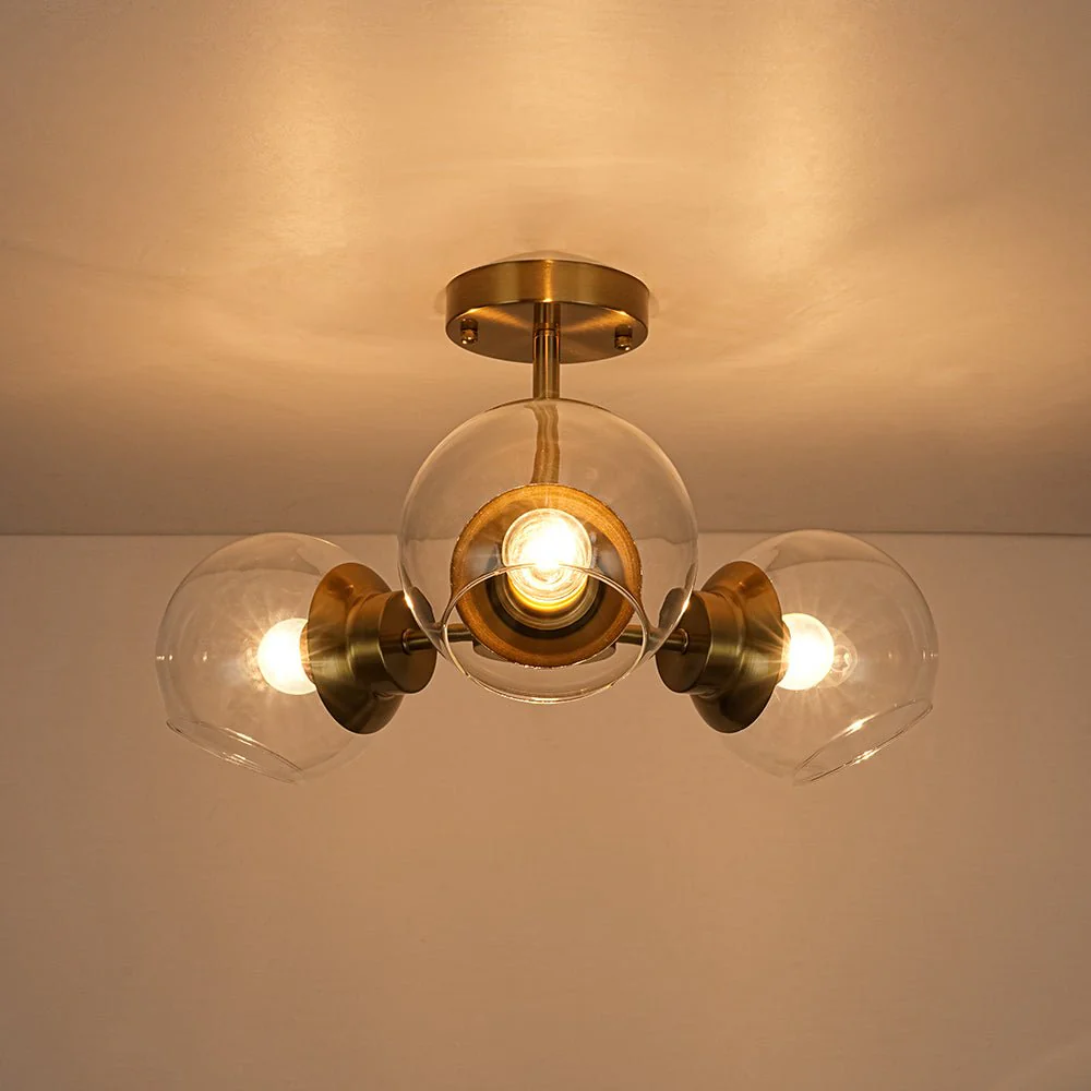 3-Light Clear Glass Globe Sputnik Semi Flush Mount - Image 13