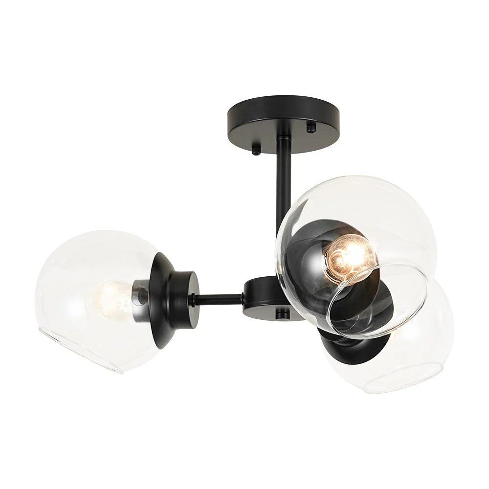 3-Light Clear Glass Globe Sputnik Semi Flush Mount - Image 19