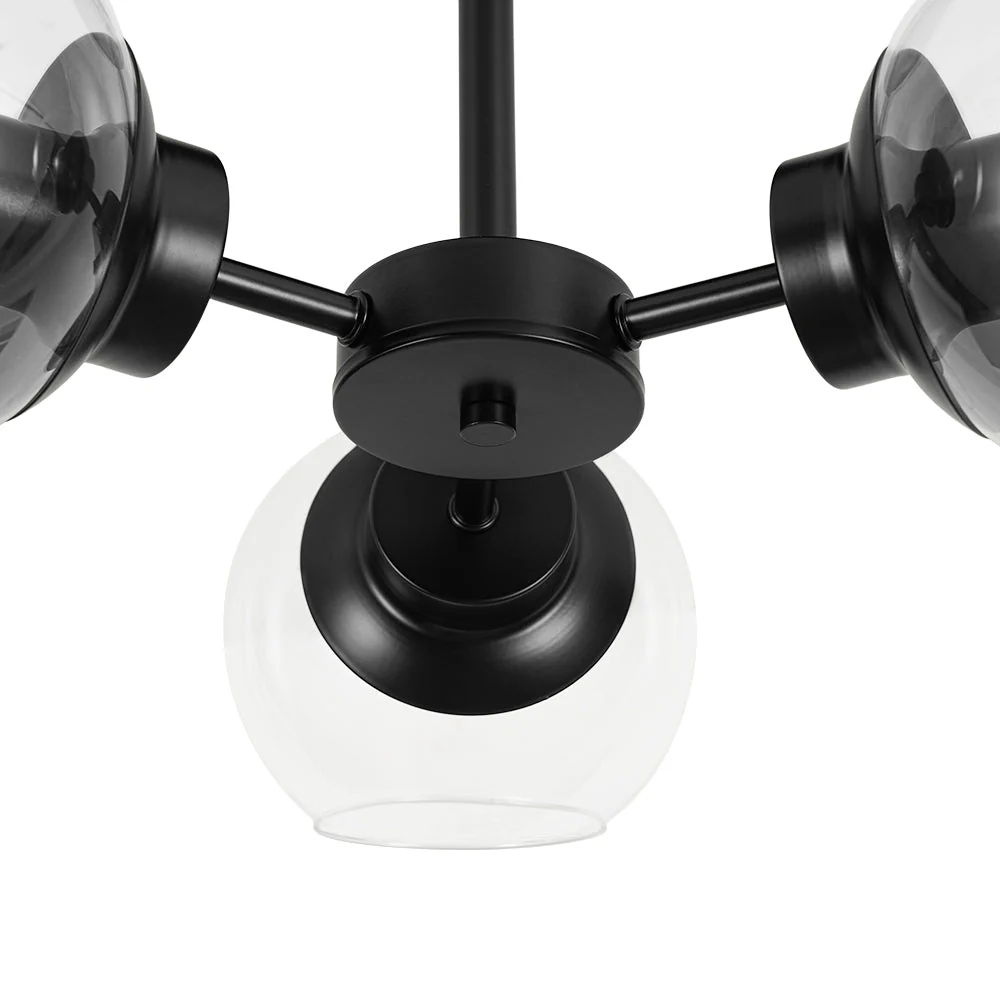 3-Light Clear Glass Globe Sputnik Semi Flush Mount - Image 21