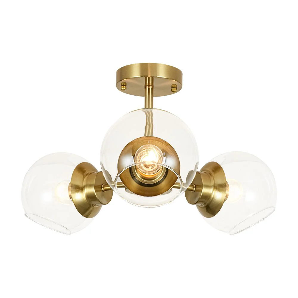 3-Light Clear Glass Globe Sputnik Semi Flush Mount - Image 5