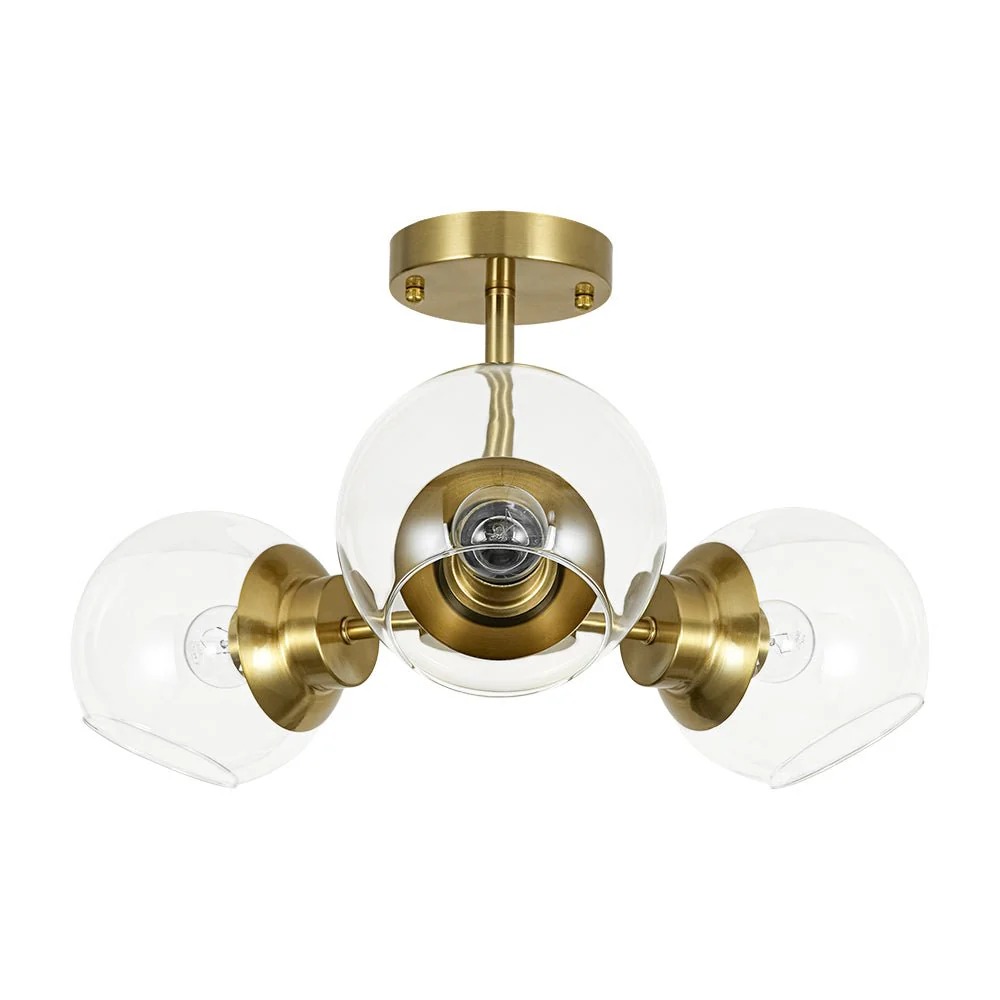 3-Light Clear Glass Globe Sputnik Semi Flush Mount - Image 6