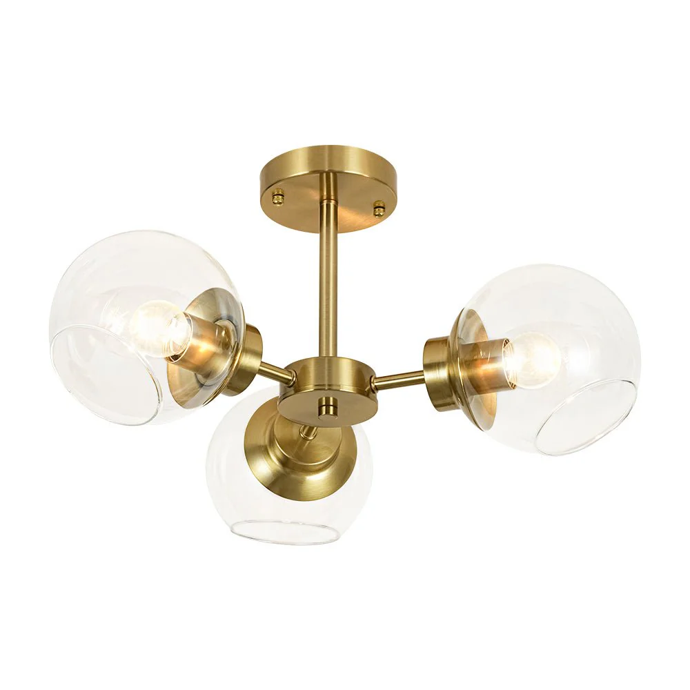 3-Light Clear Glass Globe Sputnik Semi Flush Mount - Image 7