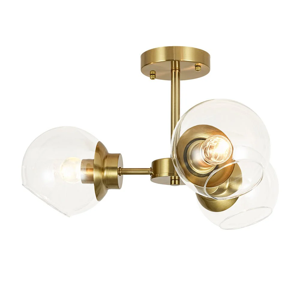 3-Light Clear Glass Globe Sputnik Semi Flush Mount - Image 8