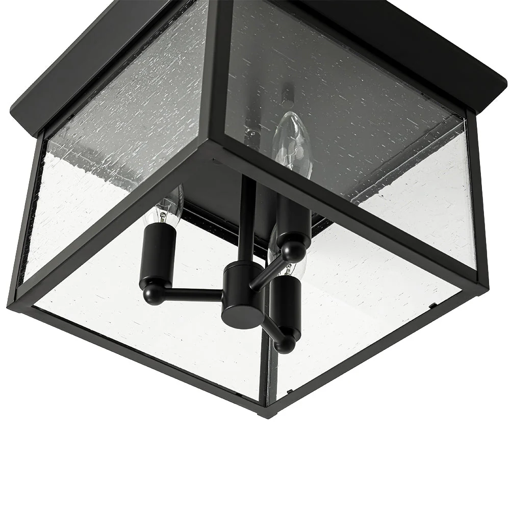 3-Light Clear Seeded Glass Black Square Cage Ceiling Light - Image 15