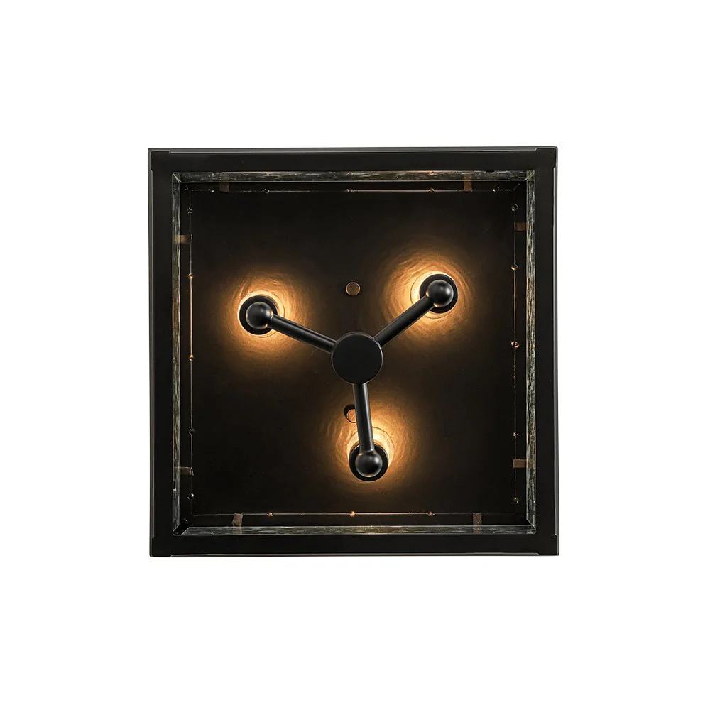 3-Light Clear Seeded Glass Black Square Cage Ceiling Light - Image 17