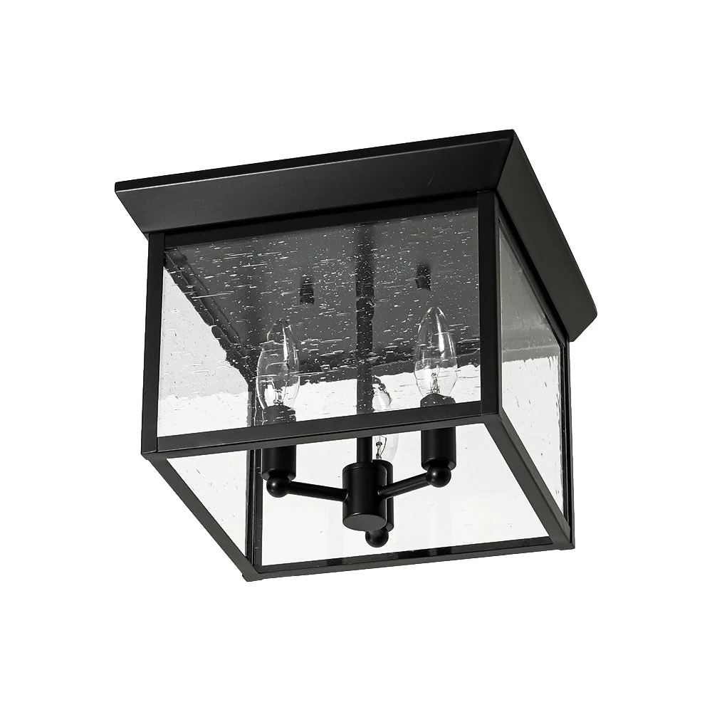 3-Light Clear Seeded Glass Black Square Cage Ceiling Light - Image 9