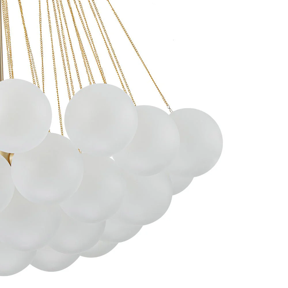 3-Light Cluster Frosted Glass Bubble Chandelier - Image 14