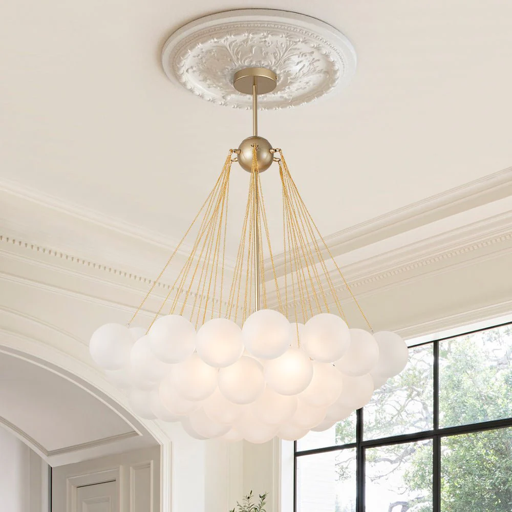 3-Light Cluster Frosted Glass Bubble Chandelier - Image 3