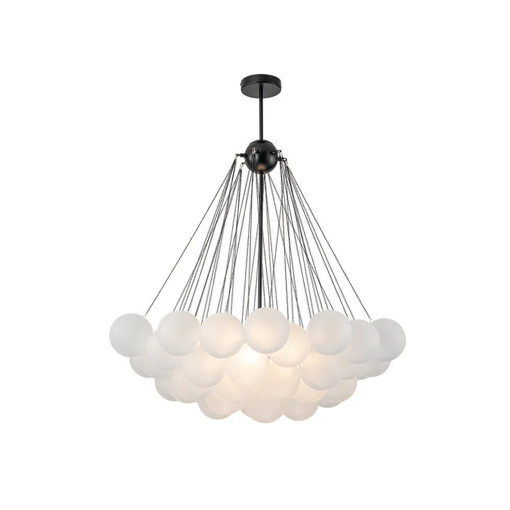 3-Light Cluster Frosted Glass Bubble Chandelier - Image 6