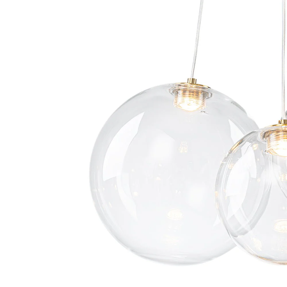 3-Light Cluster Gold Ruby Glass Globe Dimmable LED Pendant - Image 22