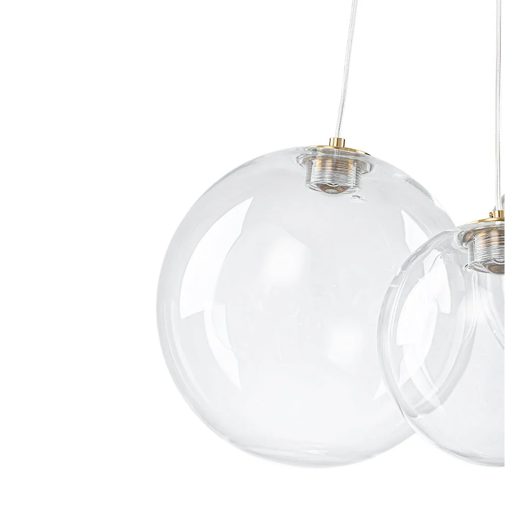 3-Light Cluster Gold Ruby Glass Globe Dimmable LED Pendant - Image 23
