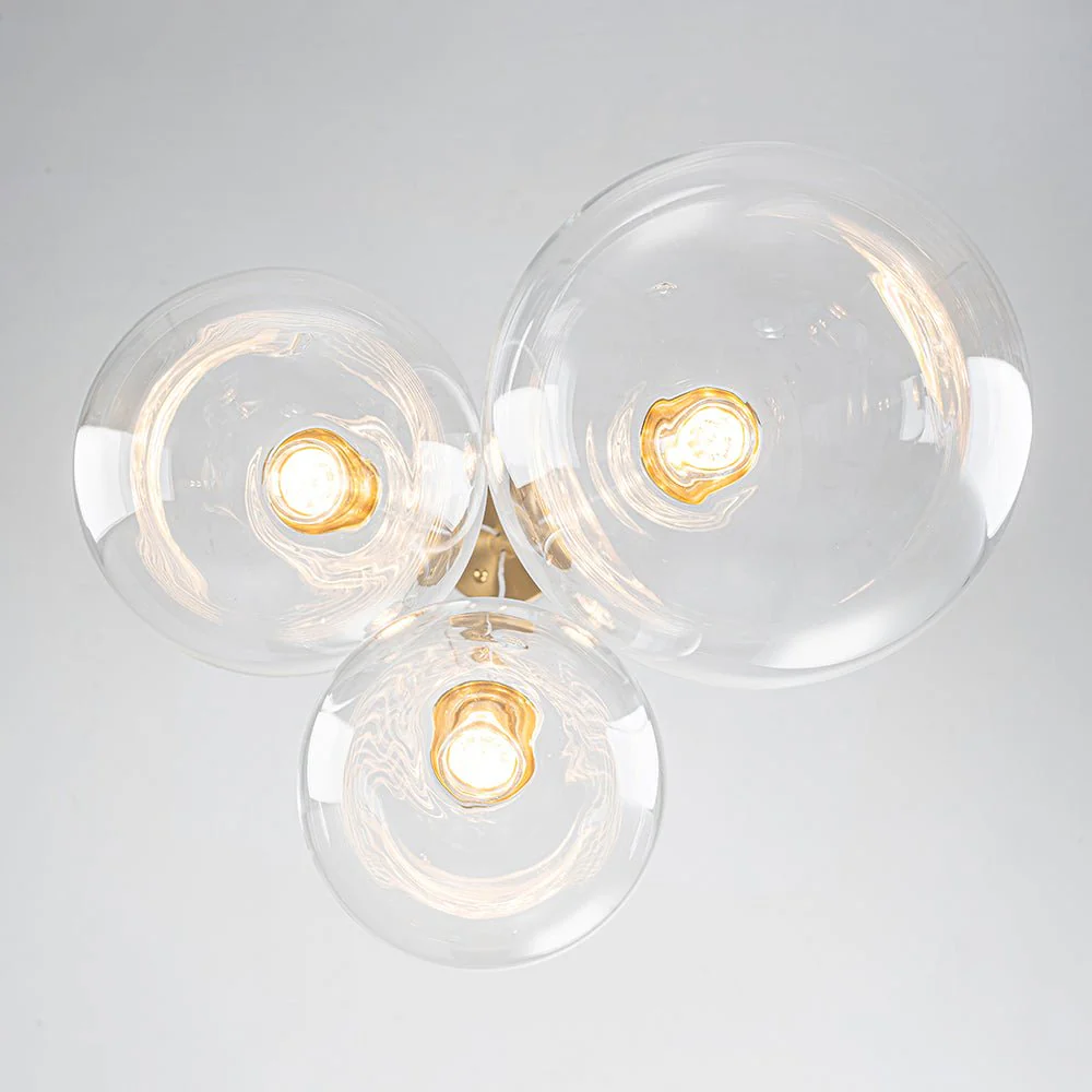 3-Light Cluster Gold Ruby Glass Globe Dimmable LED Pendant - Image 24