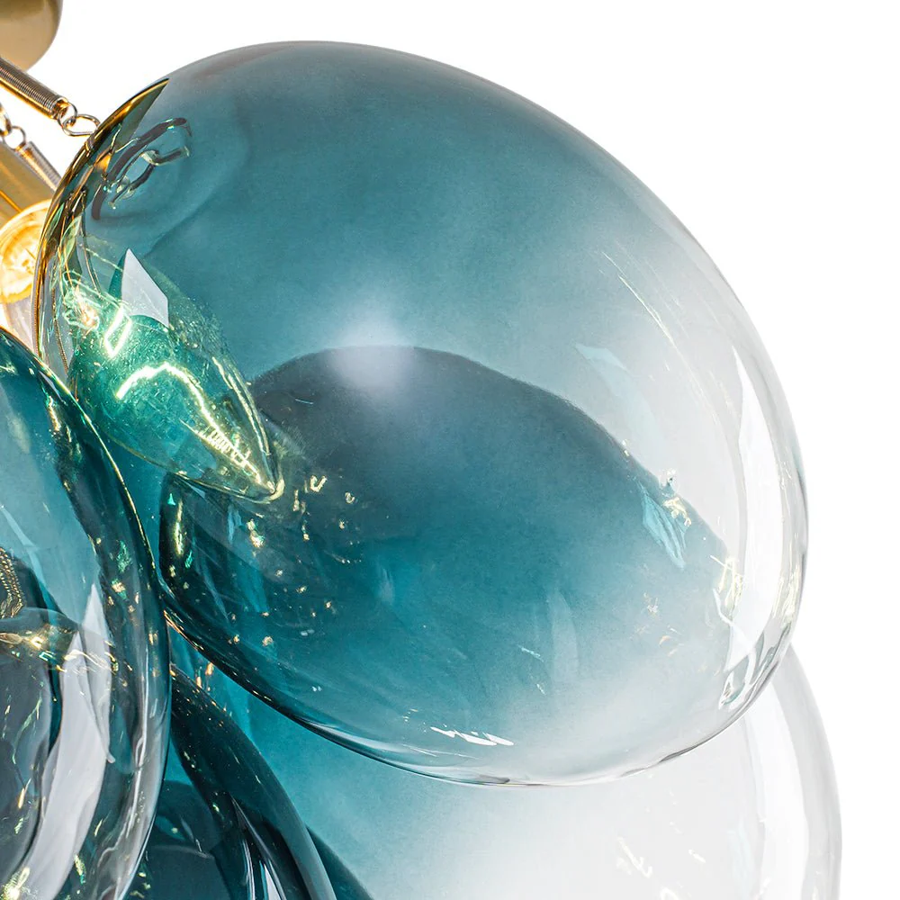 3-Light Cluster Gradient Blue Glass Bubble Semi Flush Mount - Image 10