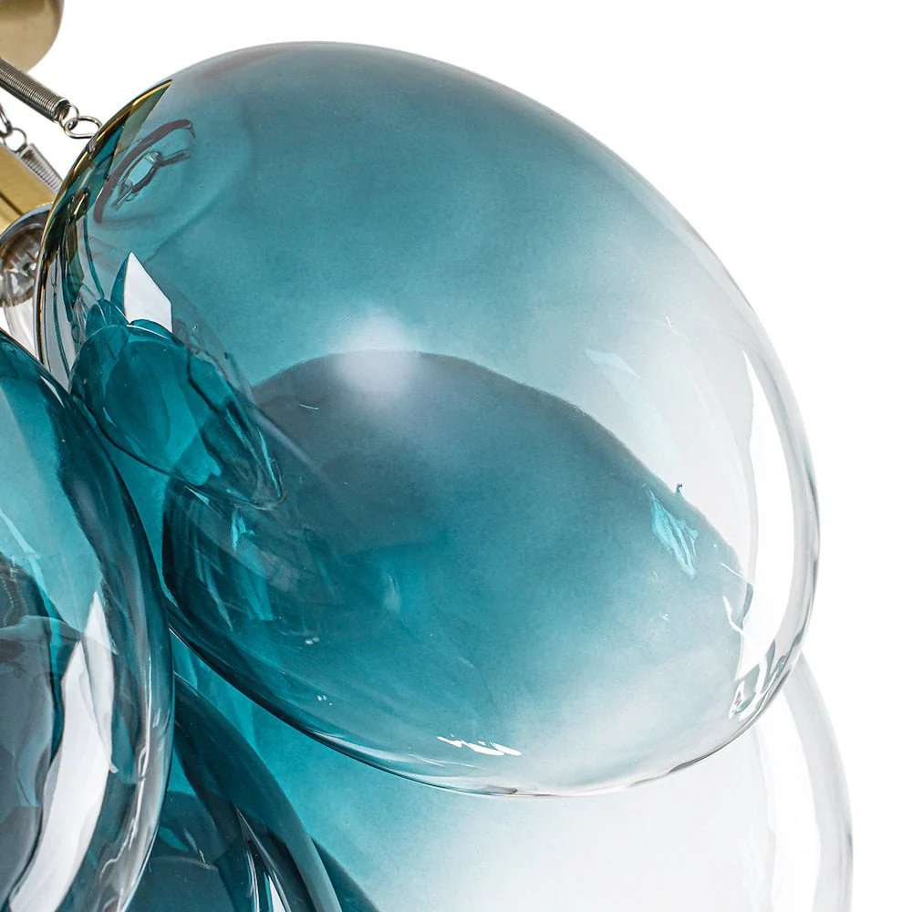 3-Light Cluster Gradient Blue Glass Bubble Semi Flush Mount - Image 11
