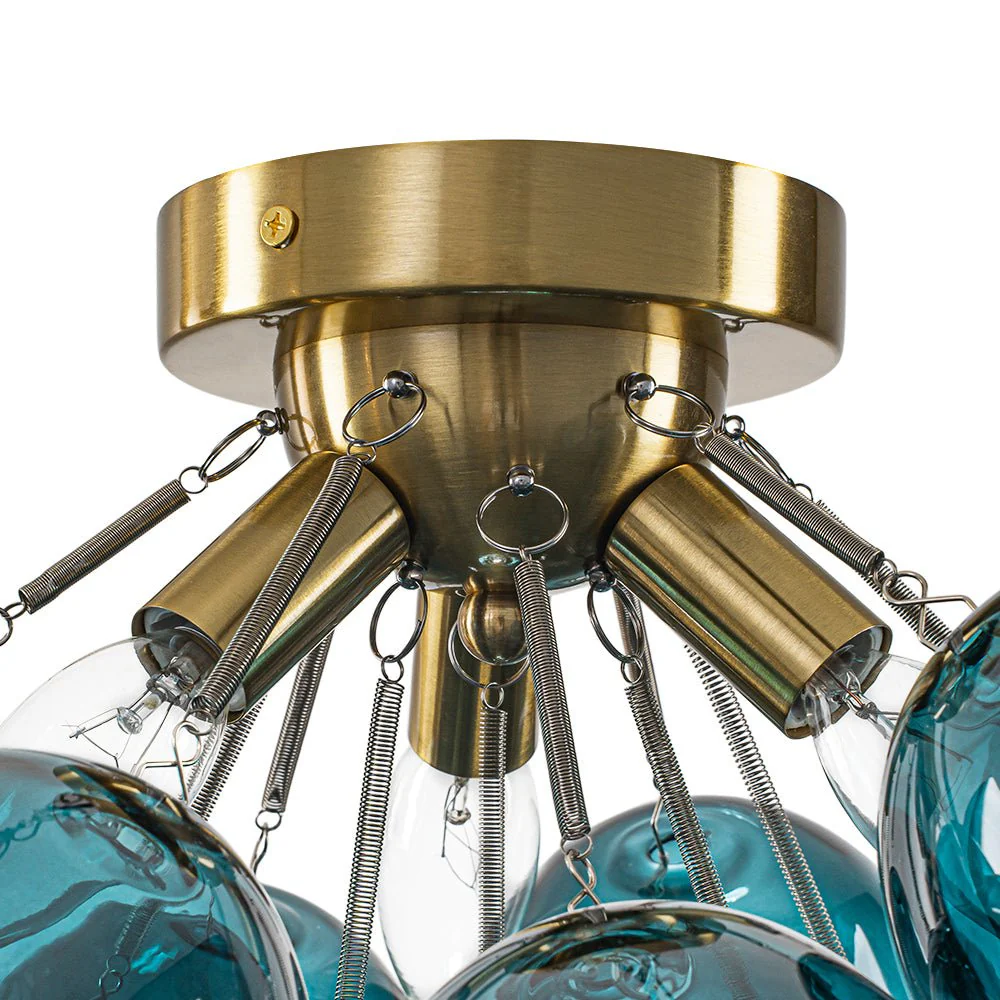 3-Light Cluster Gradient Blue Glass Bubble Semi Flush Mount - Image 13