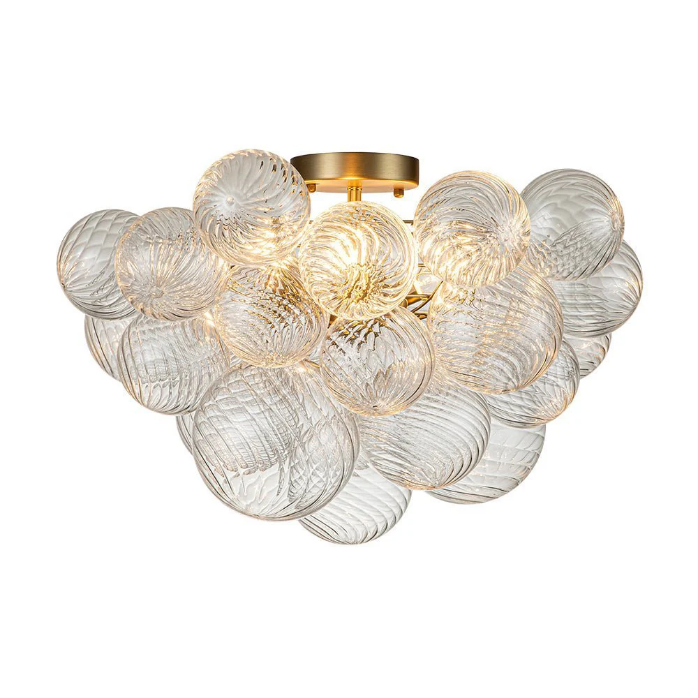 3-Light Cluster Ribbed Glass Bubble Semi Flush Chandelier - Image 11