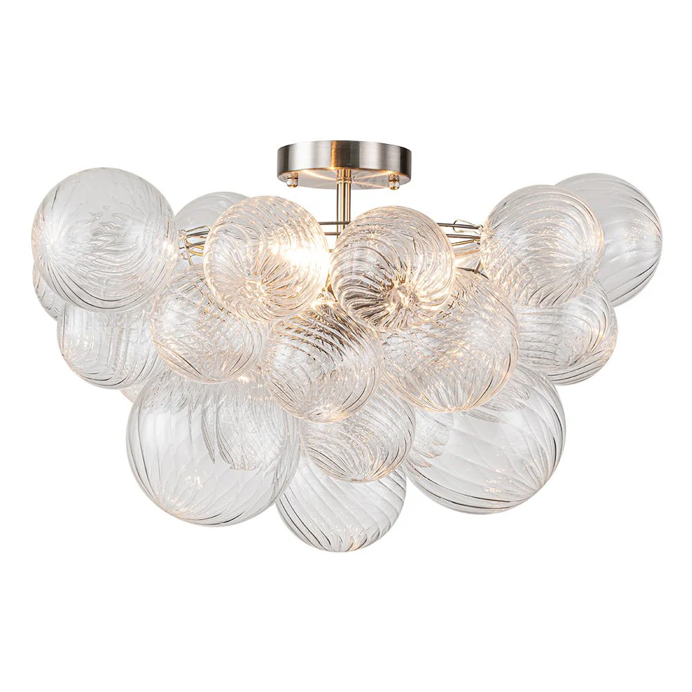 3-Light Cluster Ribbed Glass Bubble Semi Flush Chandelier - Image 15