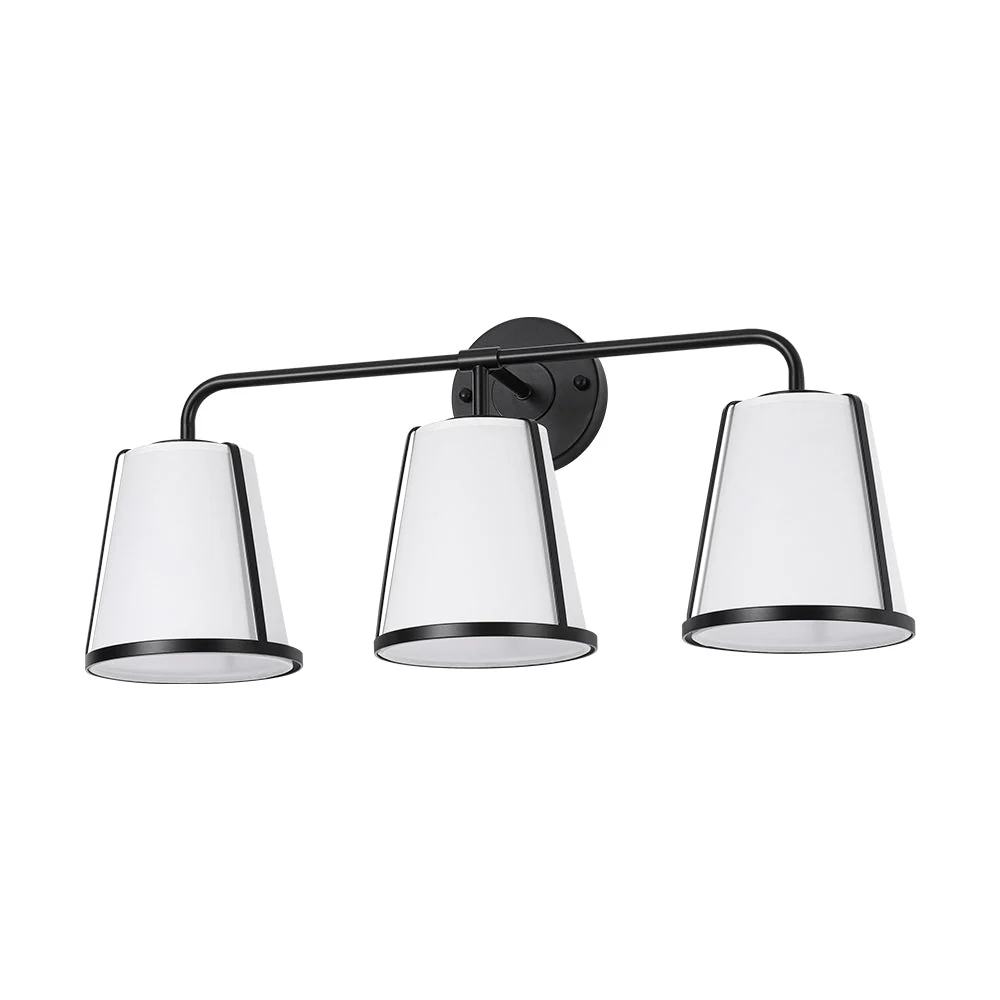 3-Light Fabric Conical Shade Vanity Wall Sconce - Image 2