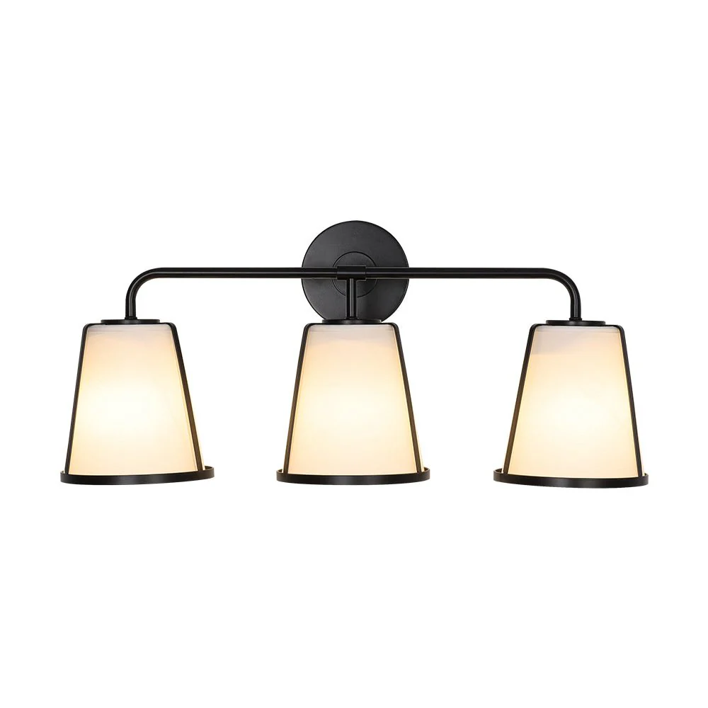 3-Light Fabric Conical Shade Vanity Wall Sconce - Image 3