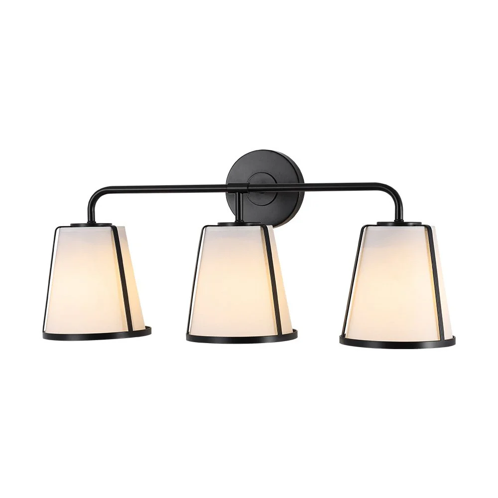 3-Light Fabric Conical Shade Vanity Wall Sconce - Image 4