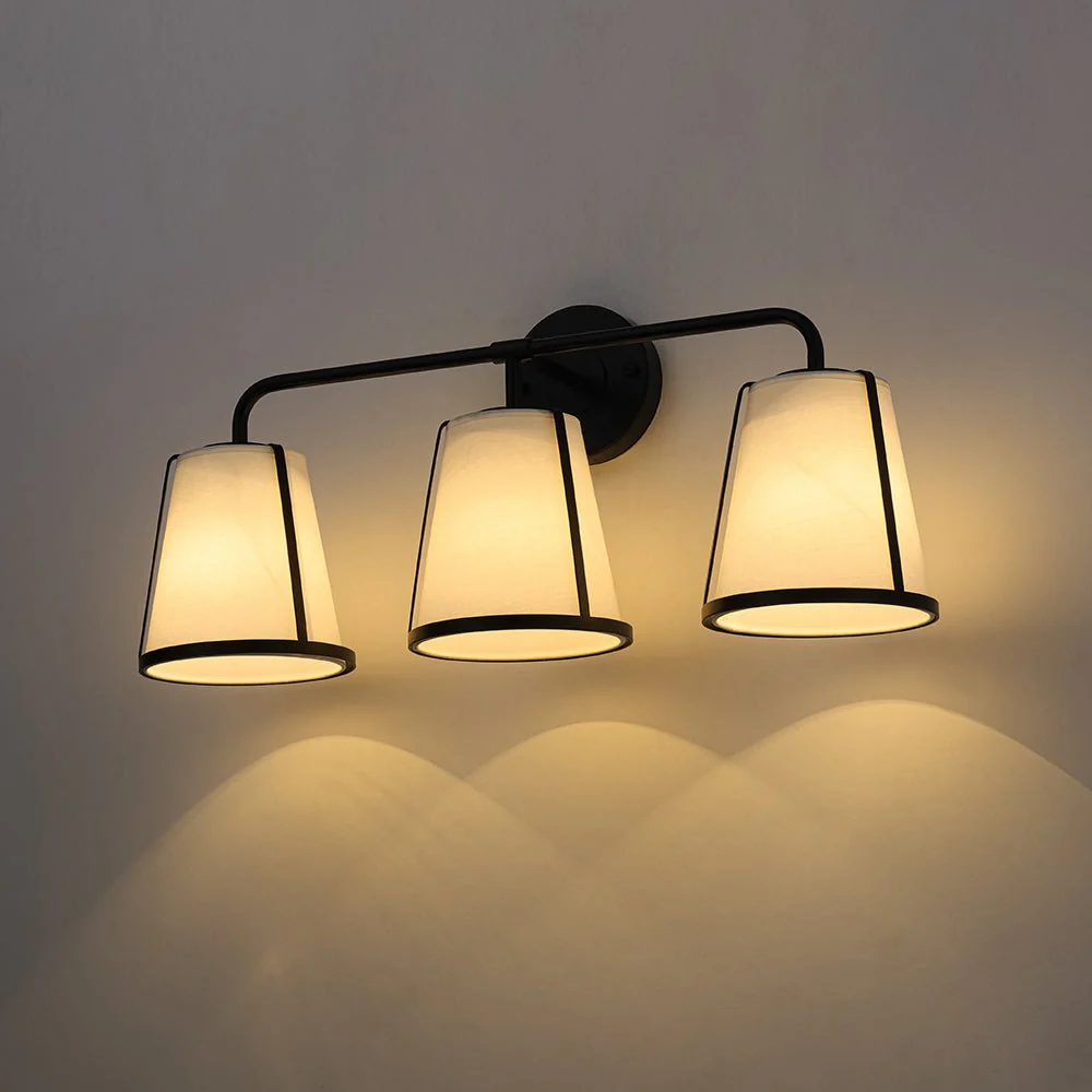 3-Light Fabric Conical Shade Vanity Wall Sconce - Image 6