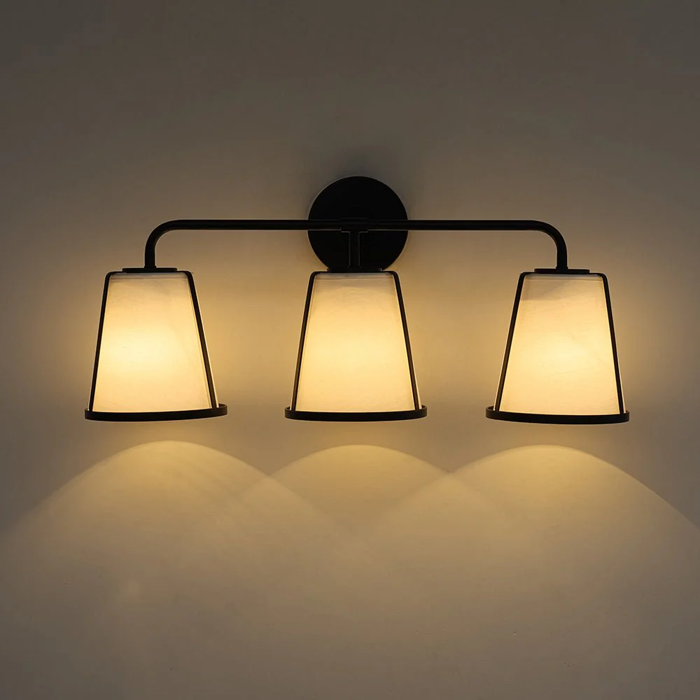 3-Light Fabric Conical Shade Vanity Wall Sconce - Image 7
