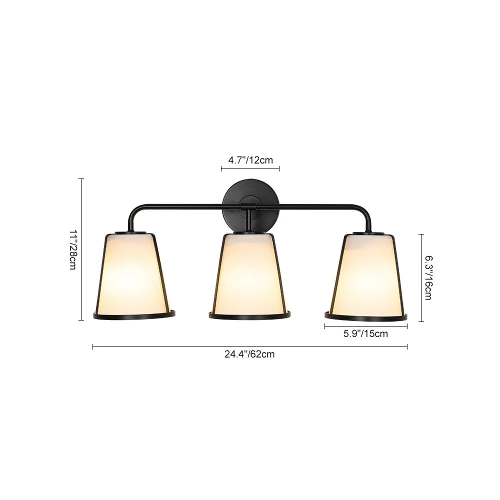 3-Light Fabric Conical Shade Vanity Wall Sconce - Image 8