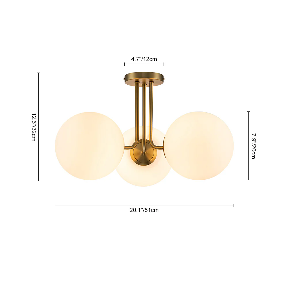 3-Light Frosted Glass Globe Ceiling Light - Image 15