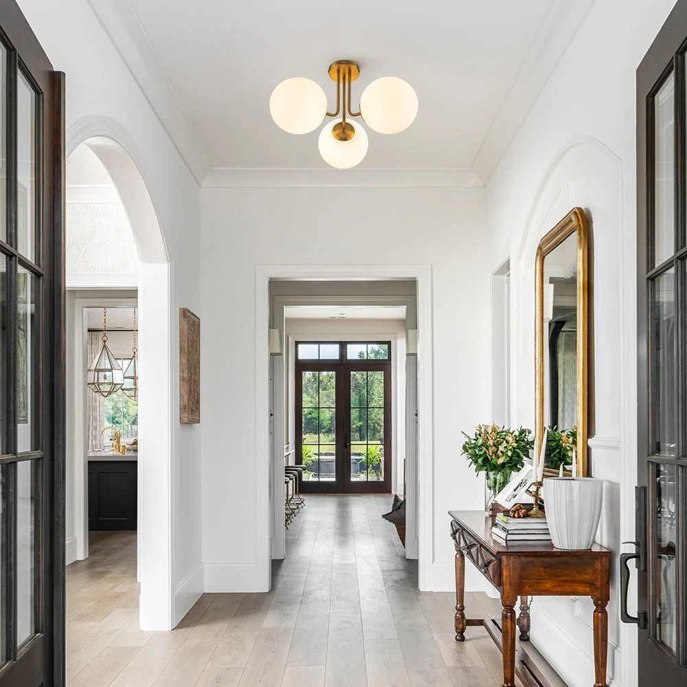 3-Light Frosted Glass Globe Ceiling Light - Image 3