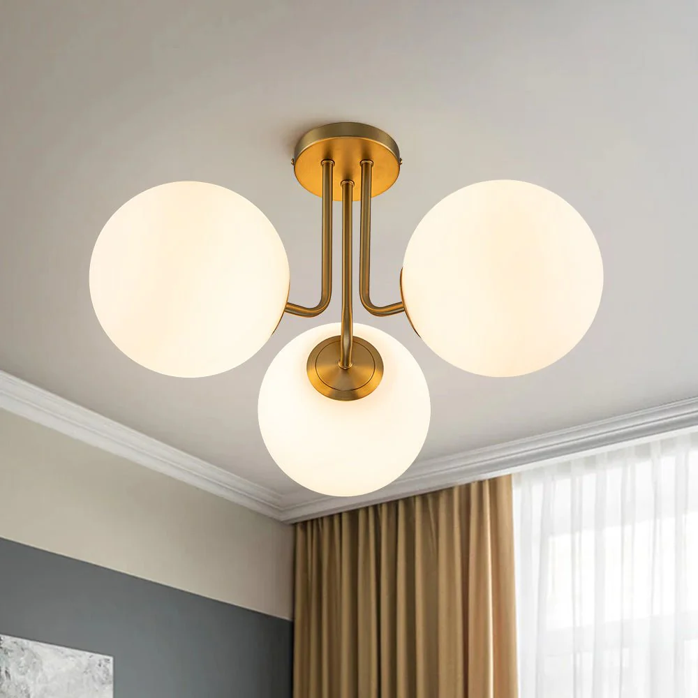 3-Light Frosted Glass Globe Ceiling Light - Image 5