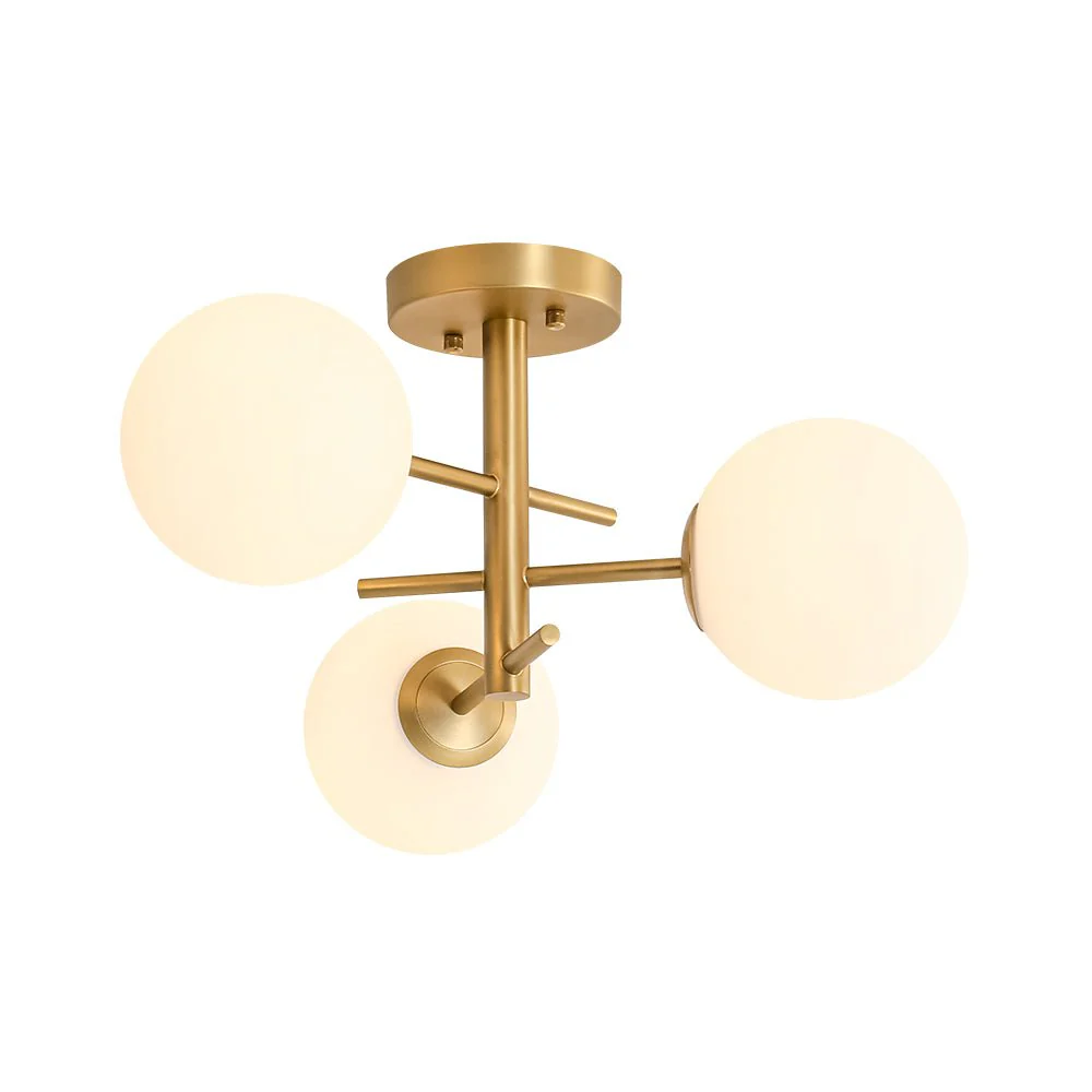 3-Light Frosted Glass Globe Tiered Sputnik Semi Flush Mount - Image 3