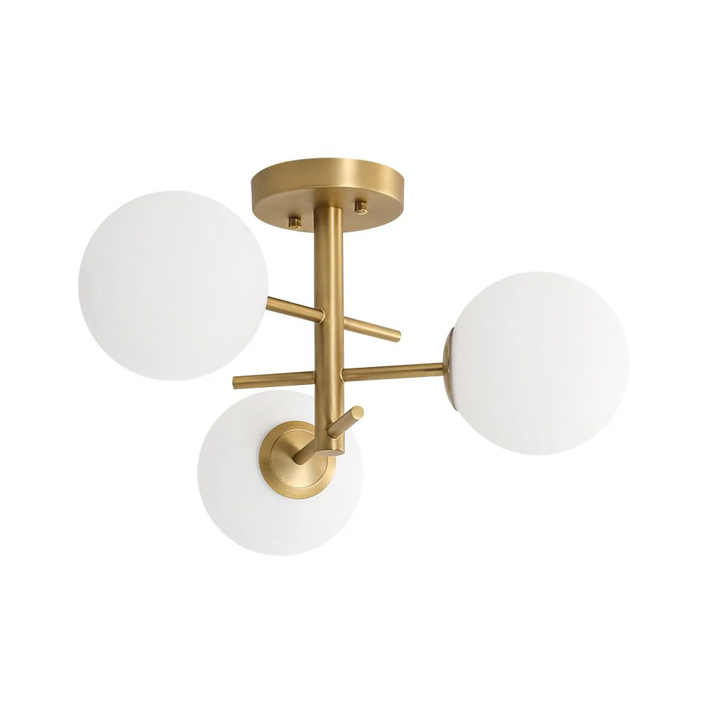 3-Light Frosted Glass Globe Tiered Sputnik Semi Flush Mount - Image 4